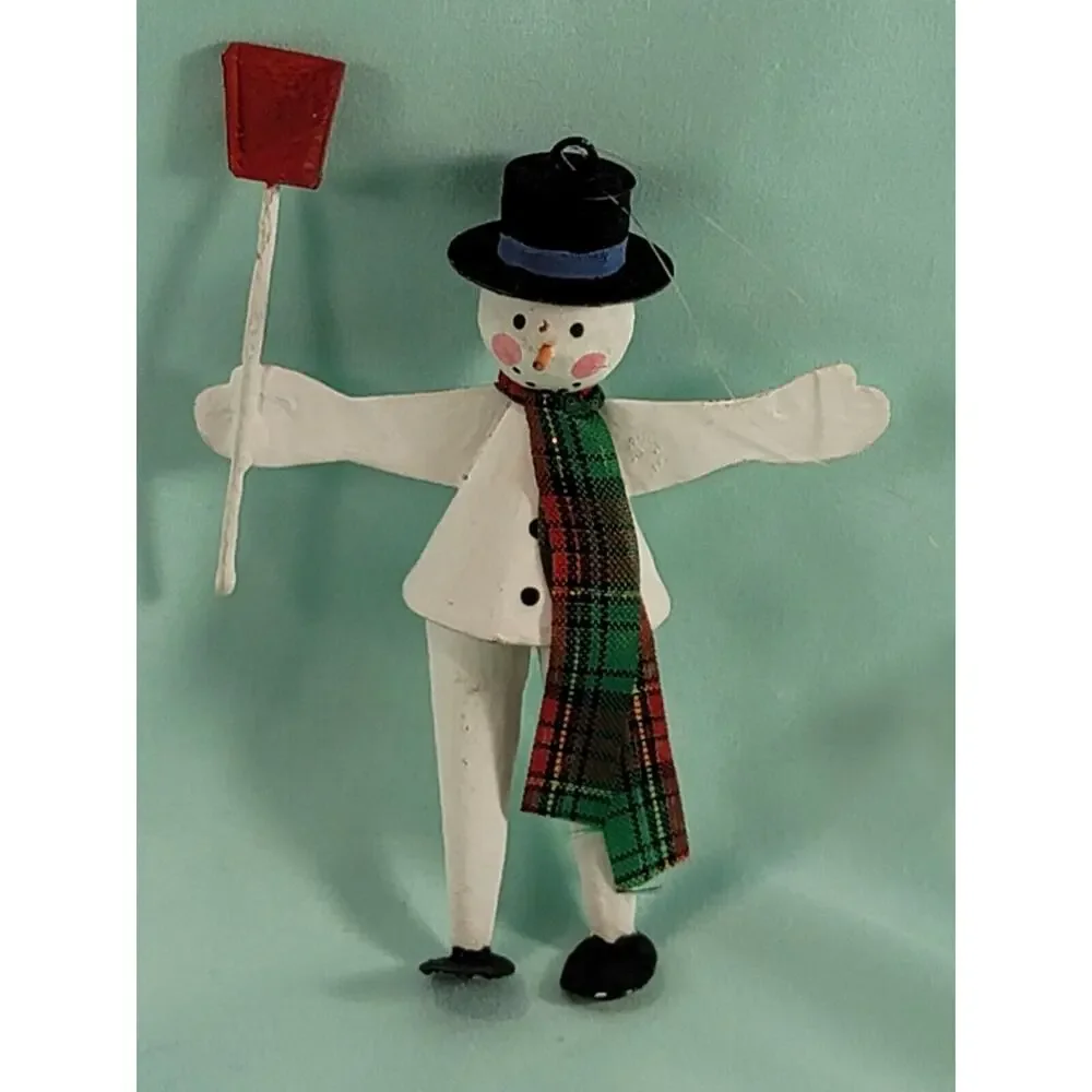 Snowman Christmas Ornaments Vintage Tin Resin Plastic Snowflake Reflector FLAW